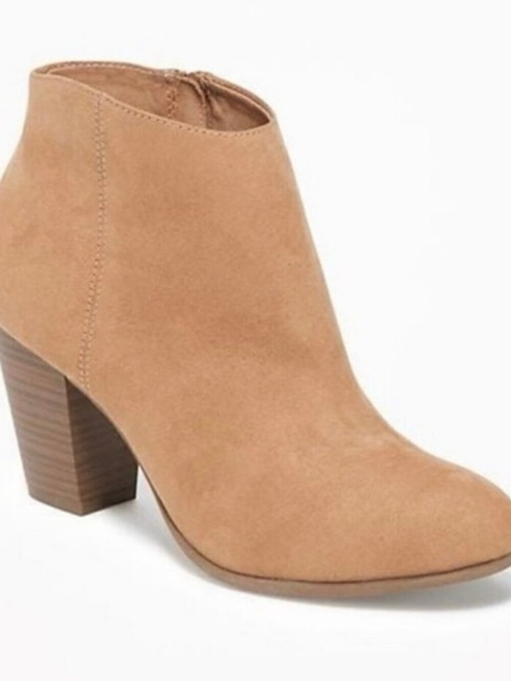 Old Navy Tan Faux Suede Ankle Booties Block Heel Women’s Size 8